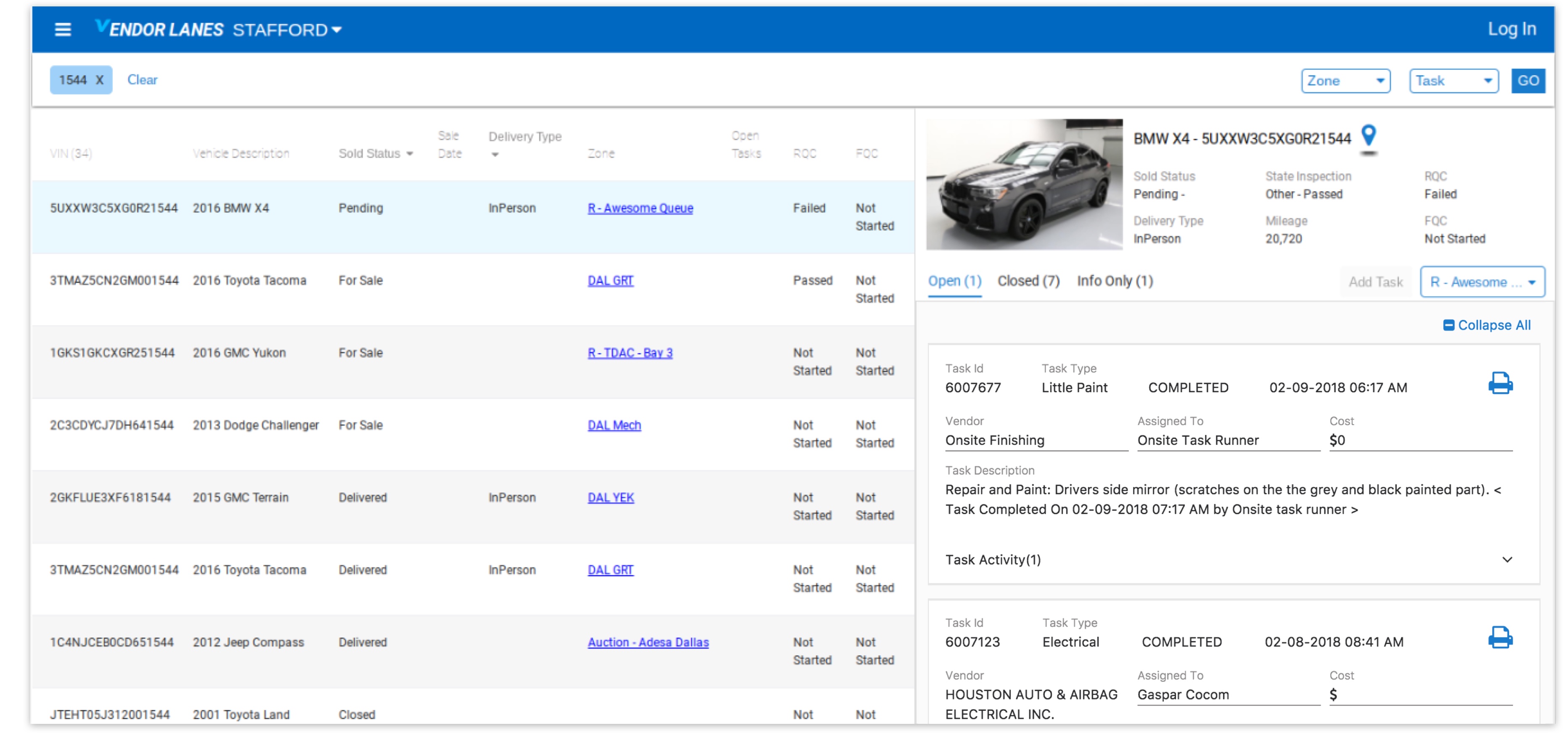 Vroom operations tool old interface